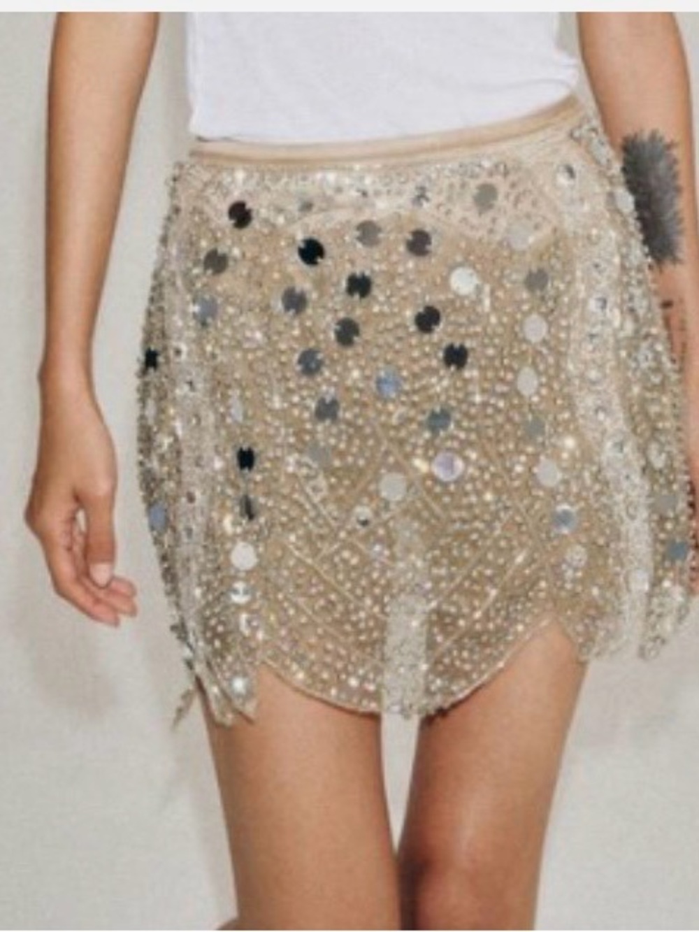 Zara beaded knit mini skirt